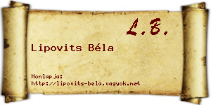 Lipovits Béla névjegykártya