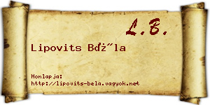Lipovits Béla névjegykártya